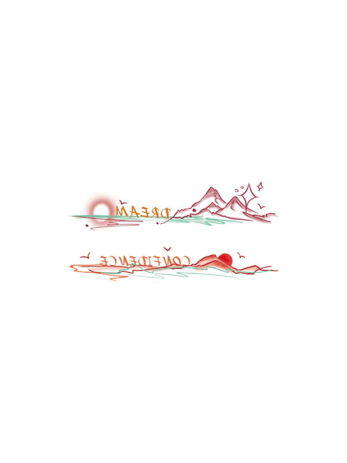 Seascape Line Band hand-drawn temporary tattoo — marine illustration, suited for wrist placement. Waterproof, plant-based, 3–7 day wear. By LastingDays indie artist collective.