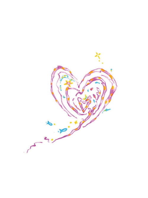 Swirling Heart Vines hand-drawn temporary tattoo — hand-drawn original design, suited for wrist placement. Waterproof, plant-based, 3–7 day wear. By LastingDays indie artist collective.
