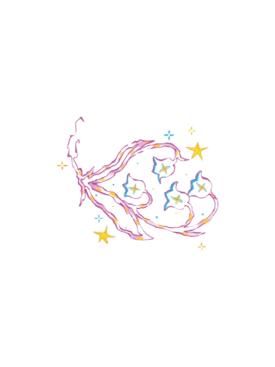 Starlit Heart hand-drawn temporary tattoo — celestial design, suited for collarbone placement. Waterproof, plant-based, 3–7 day wear. By LastingDays indie artist collective.