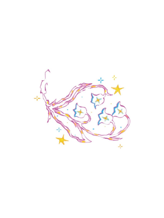 Starlit Heart hand-drawn temporary tattoo — celestial design, suited for collarbone placement. Waterproof, plant-based, 3–7 day wear. By LastingDays indie artist collective.