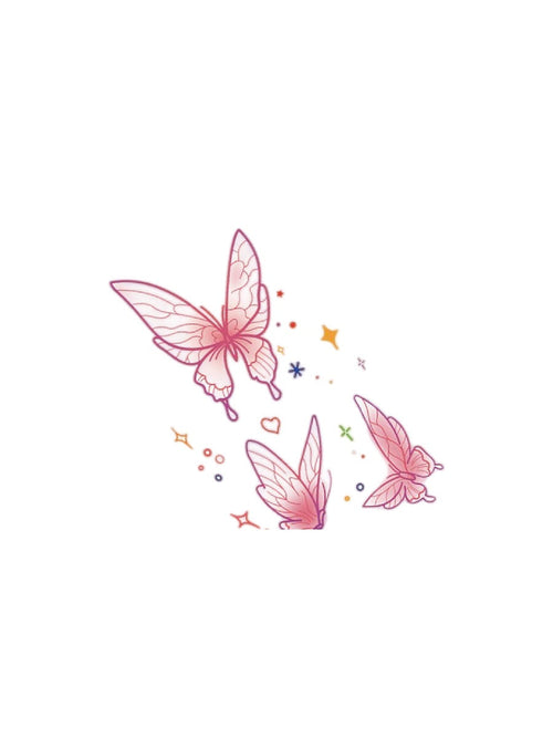 Dancing Pink Butterflies temporary tattoo sticker – waterproof hand-drawn fake tattoo for shoulder