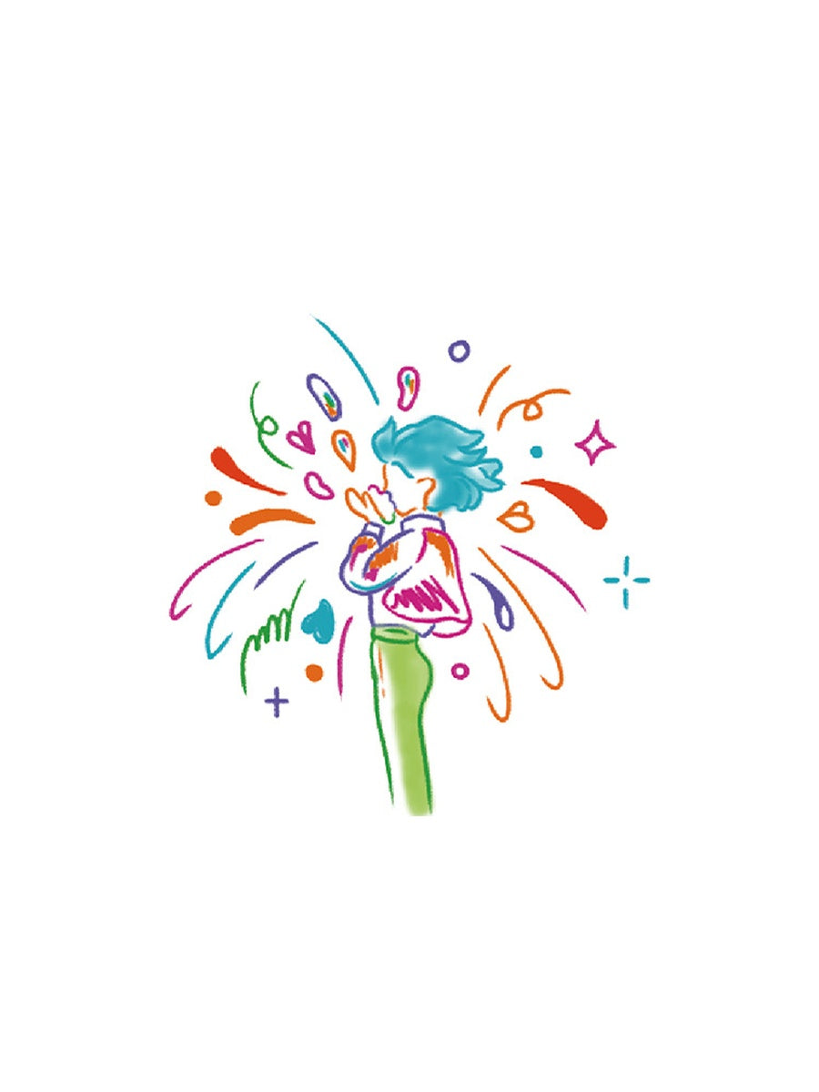 Colorful Wildflower Bouquet hand-drawn temporary tattoo — botanical line work, suited for below collarbone placement. Waterproof, plant-based, 3–7 day wear. By LastingDays indie artist collective.