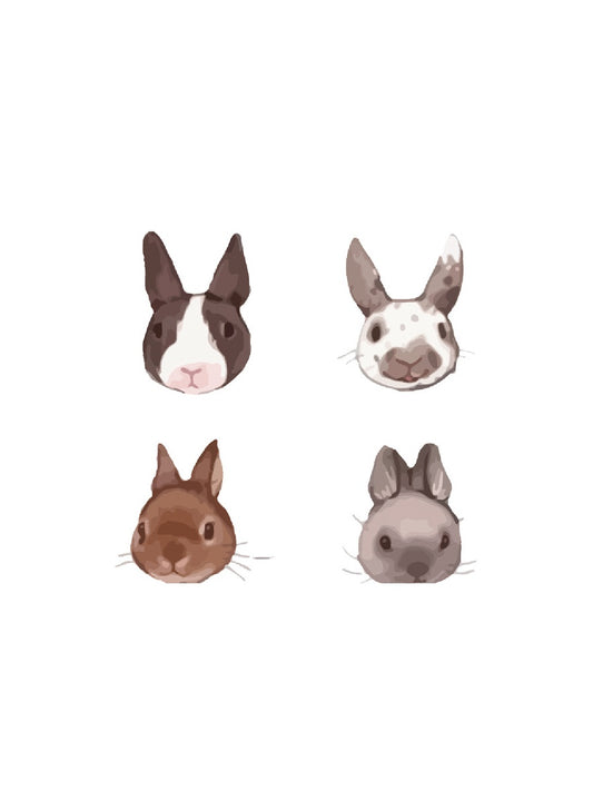 Bunny Face Collection hand-drawn temporary tattoo — animal subject, suited for forearm placement. Waterproof, plant-based, 3–7 day wear. By LastingDays indie artist collective.