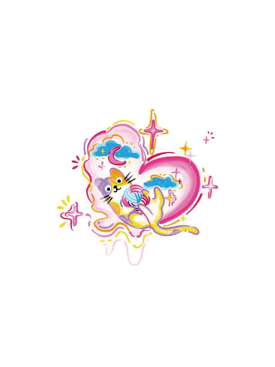 Candy Swirl Dream hand-drawn temporary tattoo — celestial design, suited for forearm placement. Waterproof, plant-based, 3–7 day wear. By LastingDays indie artist collective.