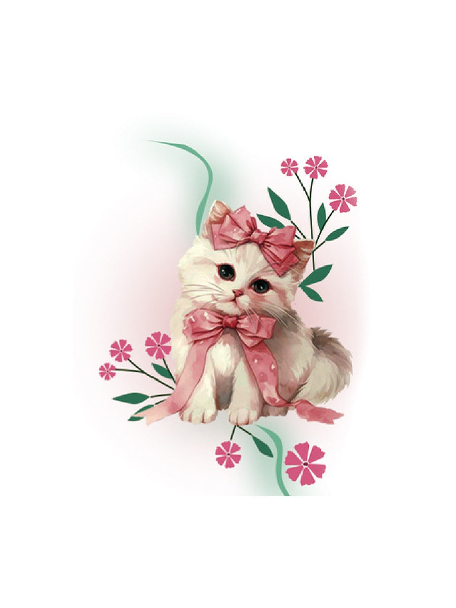 Cherry Blossom Kitten hand-drawn temporary tattoo — botanical line work, suited for forearm placement. Waterproof, plant-based, 3–7 day wear. By LastingDays indie artist collective.
