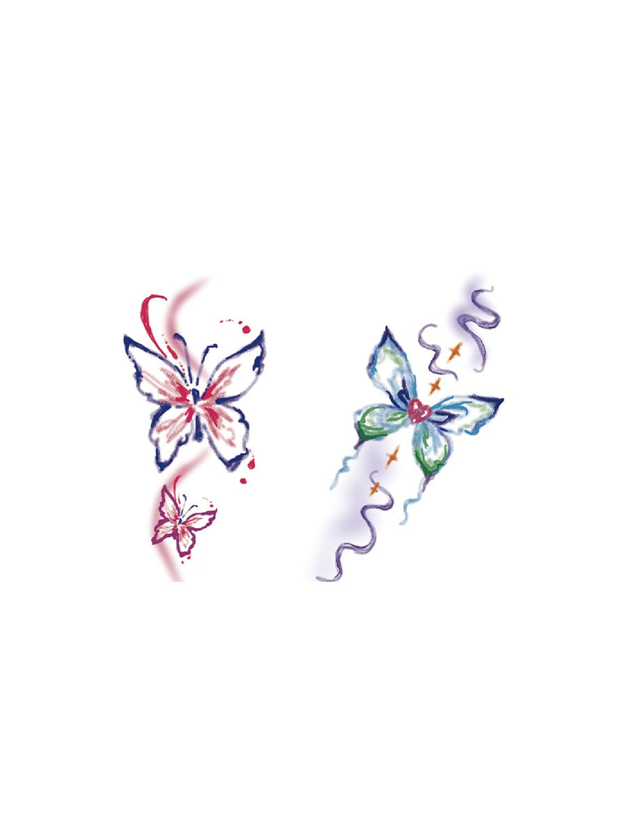 Butterfly Garden Corner hand-drawn temporary tattoo — wing motif, suited for shoulder placement. Waterproof, plant-based, 3–7 day wear. By LastingDays indie artist collective.