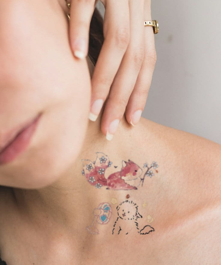 Splatter Butterfly Art hand-drawn temporary tattoo — wing motif, suited for shoulder placement. Waterproof, plant-based, 3–7 day wear. By LastingDays indie artist collective.