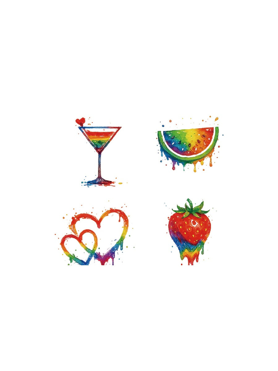 Cocktail Party Mix hand-drawn temporary tattoo — hand-drawn original design, suited for forearm placement. Waterproof, plant-based, 3–7 day wear. By LastingDays indie artist collective.