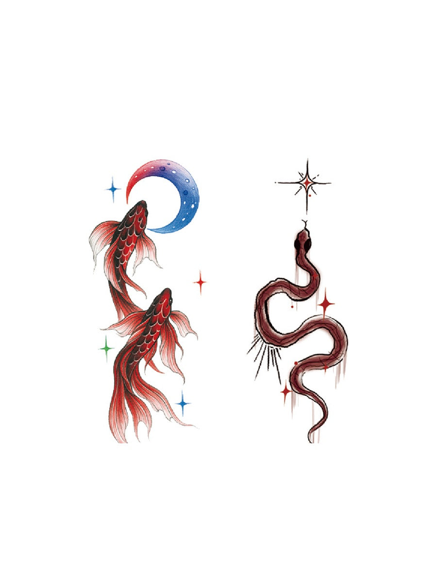 Celestial Dragon Coil hand-drawn temporary tattoo — celestial design, suited for forearm placement. Waterproof, plant-based, 3–7 day wear. By LastingDays indie artist collective.