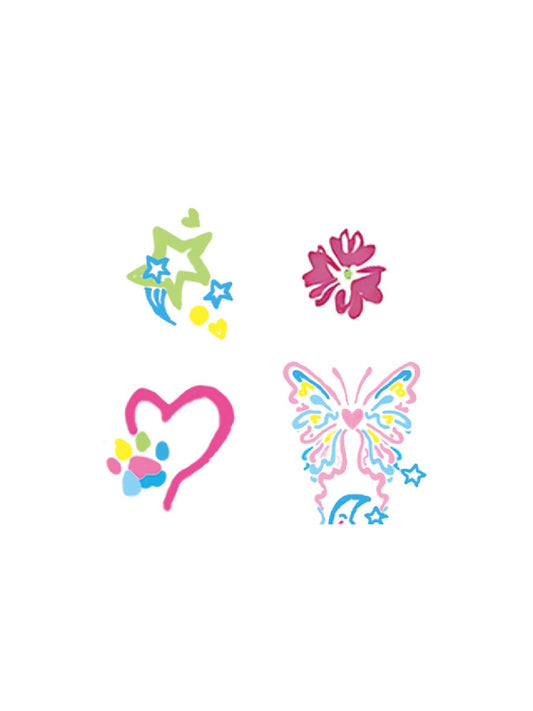 Flower Heart Love hand-drawn temporary tattoo — botanical line work, suited for below collarbone placement. Waterproof, plant-based, 3–7 day wear. By LastingDays indie artist collective.
