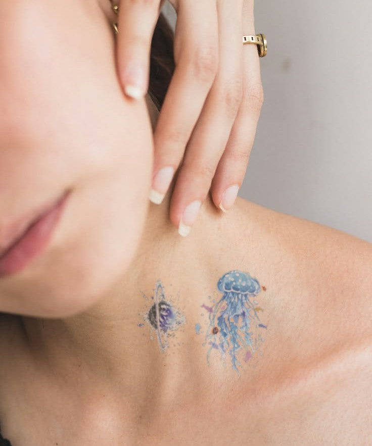 Ocean Explorer Turtle hand-drawn temporary tattoo — marine illustration, suited for forearm placement. Waterproof, plant-based, 3–7 day wear. By LastingDays indie artist collective.