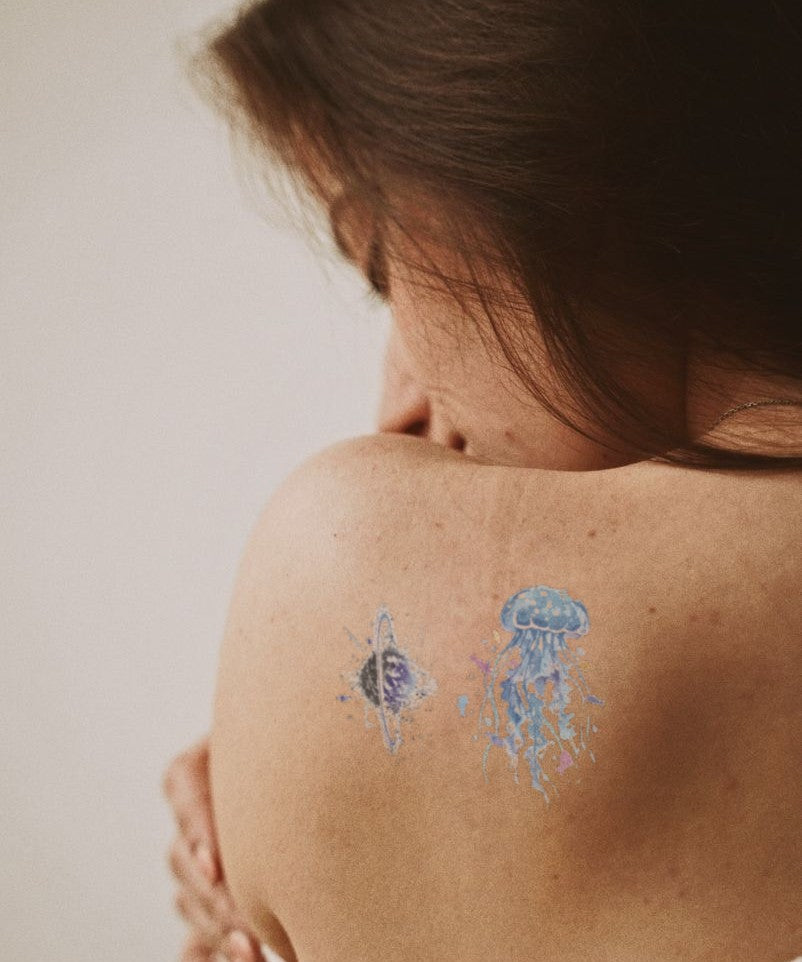 Ocean Explorer Turtle hand-drawn temporary tattoo — marine illustration, suited for forearm placement. Waterproof, plant-based, 3–7 day wear. By LastingDays indie artist collective.